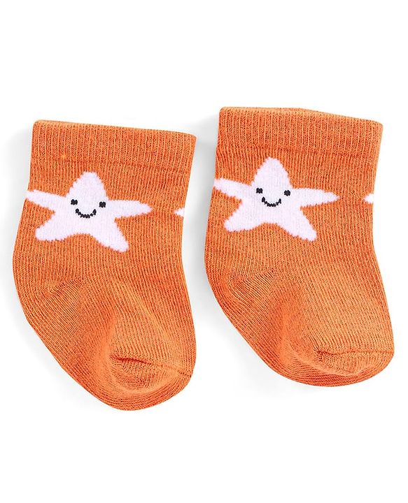 Cute Walk by Babyhug Knit Anti-Bacterial Ankle Length Socks with Striped & Star Design Pack of 3 - Orange White & Blue