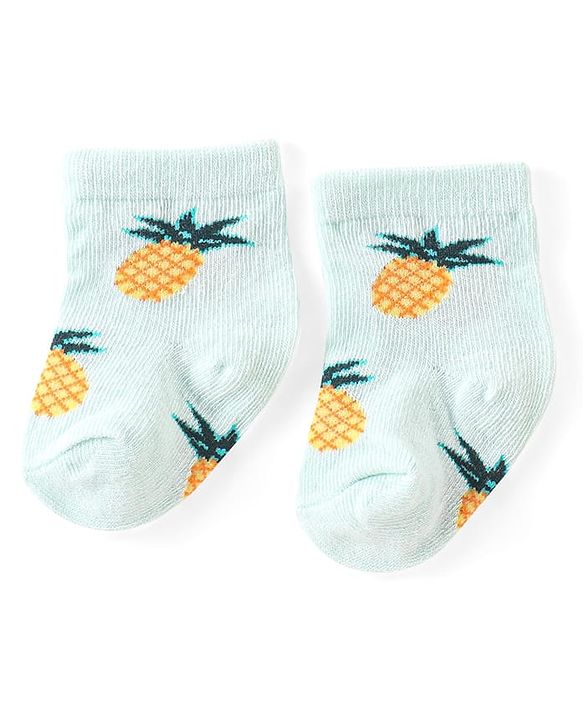 Cute Walk by Babyhug Knit Anti-Bacterial Ankle Length Socks with Watermelon Pineapple & Orange Design Pack of 3 - Pink Mint & Purple