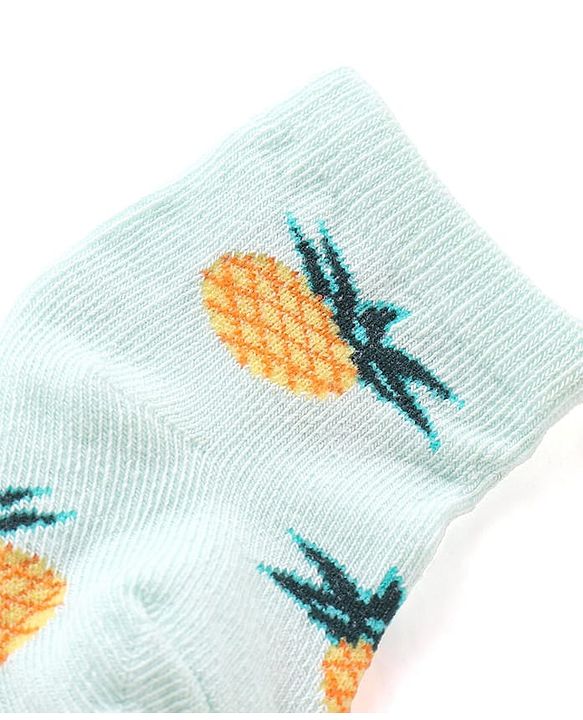 Cute Walk by Babyhug Knit Anti-Bacterial Ankle Length Socks with Watermelon Pineapple & Orange Design Pack of 3 - Pink Mint & Purple