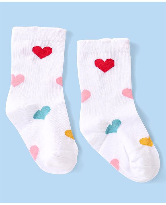 Cute Walk by Babyhug Knitted Anti-Bacterial Ankle Length Socks With Heart Design Pack of 3 - Lilac White & Peach