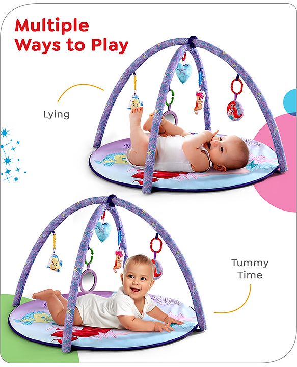 Babyhug Disney Little Mermaid Playgym | BIS Certified | Soft Play Mat with 5 Fun Hanging Toys | Disney Little Mermaid Theme for Newborns 0+ Months | Perfect for Indoor Play & Tummy Time | Stimulates Sensory Development, Hand-Eye Coordination & Motor