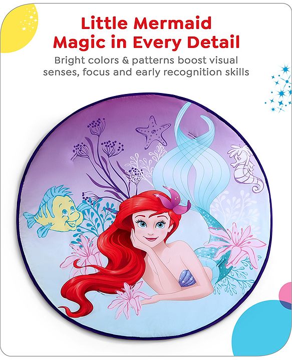 Babyhug Disney Little Mermaid Playgym | BIS Certified | Soft Play Mat with 5 Fun Hanging Toys | Disney Little Mermaid Theme for Newborns 0+ Months | Perfect for Indoor Play & Tummy Time | Stimulates Sensory Development, Hand-Eye Coordination & Motor