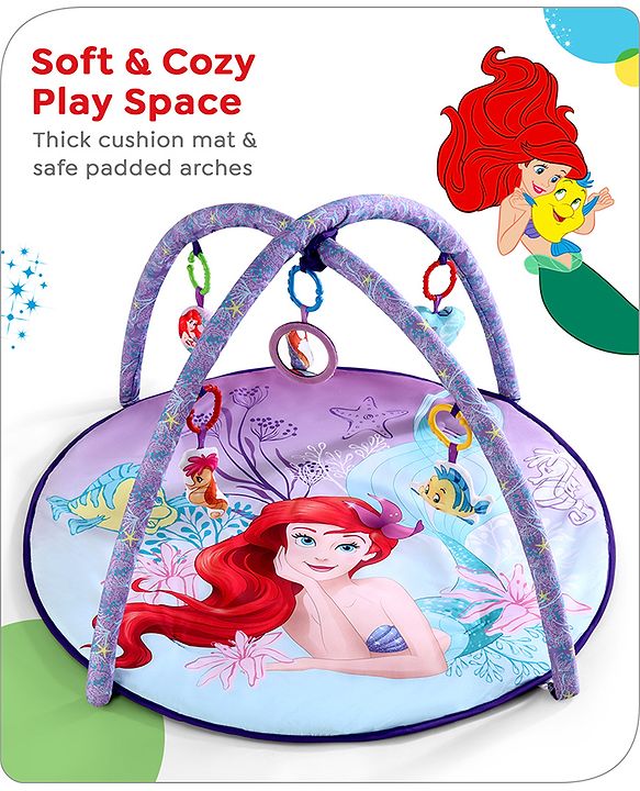Babyhug Disney Little Mermaid Playgym | BIS Certified | Soft Play Mat with 5 Fun Hanging Toys | Disney Little Mermaid Theme for Newborns 0+ Months | Perfect for Indoor Play & Tummy Time | Stimulates Sensory Development, Hand-Eye Coordination & Motor