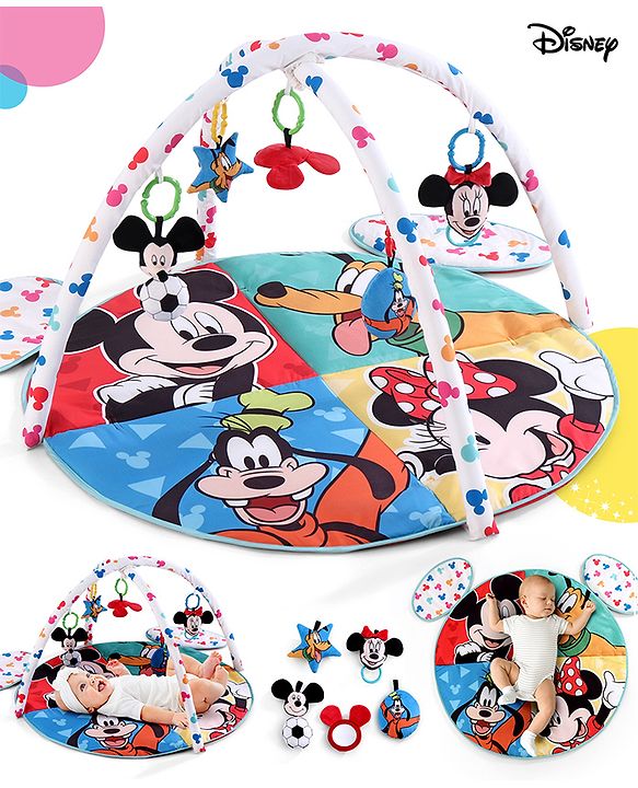 Babyhug Disney Mickey & Friends Playgym | BIS Certified | Soft Play Mat with 5 Fun Hanging Toys | Disney Mickey & Friends Theme for Newborns 0+ Months | Perfect for Indoor Play & Tummy Time | Stimulates Sensory Development, Hand-Eye Coordination & Mo