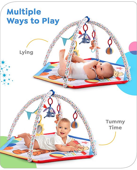 Babyhug Disney Mickey & Friends Playgym | BIS Certified | Soft Play Mat with 5 Fun Hanging Toys | Disney Mickey & Friends Theme for Newborns 0+ Months | Perfect for Indoor Play & Tummy Time | Stimulates Sensory Development, Hand-Eye Coordination & Mo
