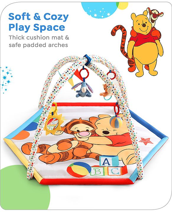 Babyhug Disney Mickey & Friends Playgym | BIS Certified | Soft Play Mat with 5 Fun Hanging Toys | Disney Mickey & Friends Theme for Newborns 0+ Months | Perfect for Indoor Play & Tummy Time | Stimulates Sensory Development, Hand-Eye Coordination & Mo