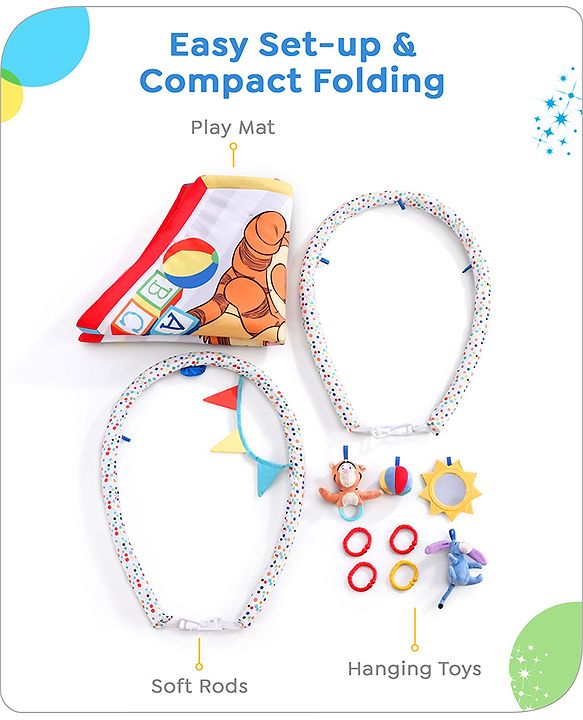 Babyhug Disney Mickey & Friends Playgym | BIS Certified | Soft Play Mat with 5 Fun Hanging Toys | Disney Mickey & Friends Theme for Newborns 0+ Months | Perfect for Indoor Play & Tummy Time | Stimulates Sensory Development, Hand-Eye Coordination & Mo