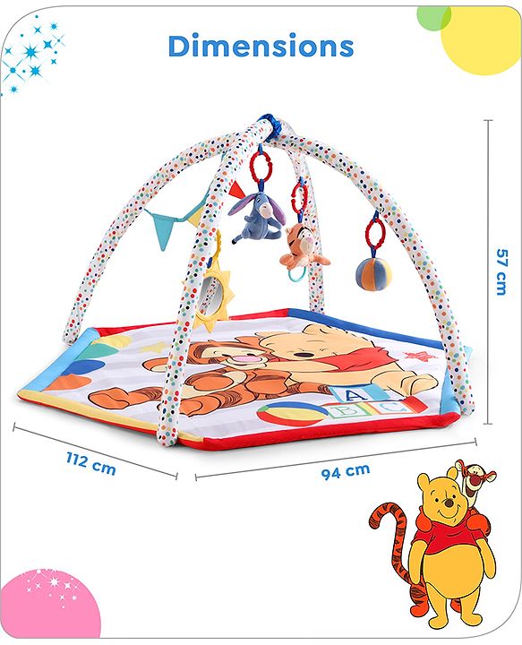 Babyhug Disney Mickey & Friends Playgym | BIS Certified | Soft Play Mat with 5 Fun Hanging Toys | Disney Mickey & Friends Theme for Newborns 0+ Months | Perfect for Indoor Play & Tummy Time | Stimulates Sensory Development, Hand-Eye Coordination & Mo