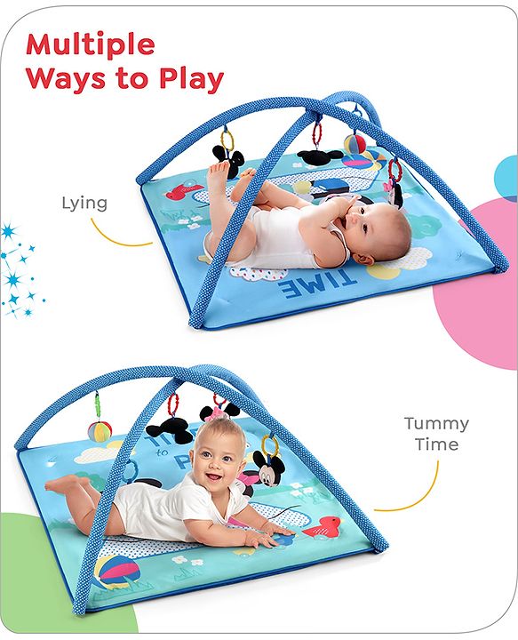 Babyhug Disney Mickey & Friends Playgym | BIS Certified | Soft Play Mat with 5 Fun Hanging Toys | Disney Mickey & Friends Theme for Newborns 0+ Months | Perfect for Indoor Play & Tummy Time | Stimulates Sensory Development, Hand-Eye Coordination & Mo