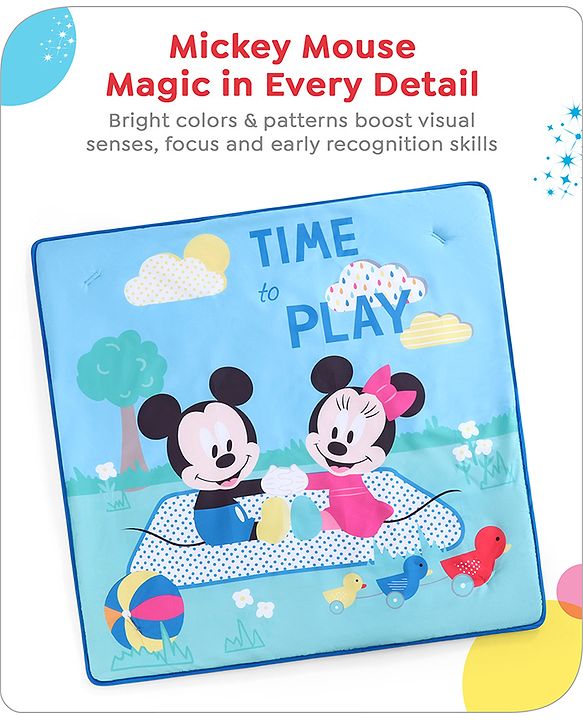 Babyhug Disney Mickey & Friends Playgym | BIS Certified | Soft Play Mat with 5 Fun Hanging Toys | Disney Mickey & Friends Theme for Newborns 0+ Months | Perfect for Indoor Play & Tummy Time | Stimulates Sensory Development, Hand-Eye Coordination & Mo