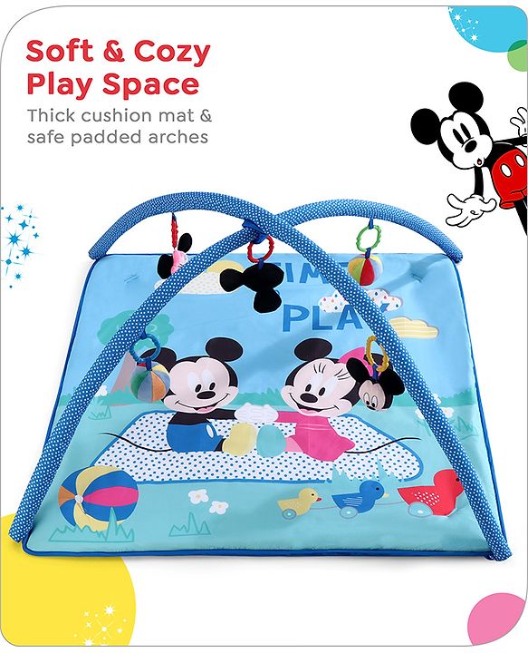 Babyhug Disney Mickey & Friends Playgym | BIS Certified | Soft Play Mat with 5 Fun Hanging Toys | Disney Mickey & Friends Theme for Newborns 0+ Months | Perfect for Indoor Play & Tummy Time | Stimulates Sensory Development, Hand-Eye Coordination & Mo