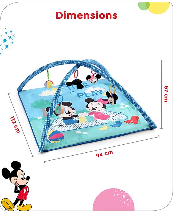 Babyhug Disney Mickey & Friends Playgym | BIS Certified | Soft Play Mat with 5 Fun Hanging Toys | Disney Mickey & Friends Theme for Newborns 0+ Months | Perfect for Indoor Play & Tummy Time | Stimulates Sensory Development, Hand-Eye Coordination & Mo