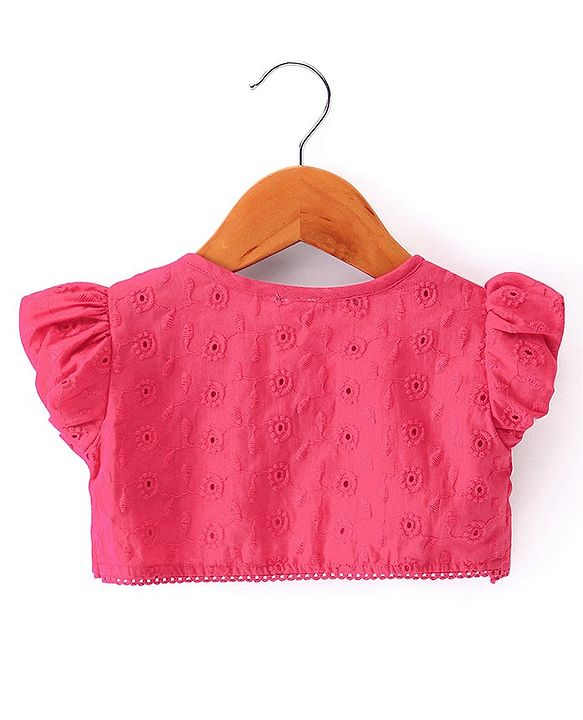 Babyhug Cotton Woven Half Sleeves Shrug with Frock Floral Print - Blue & Pink