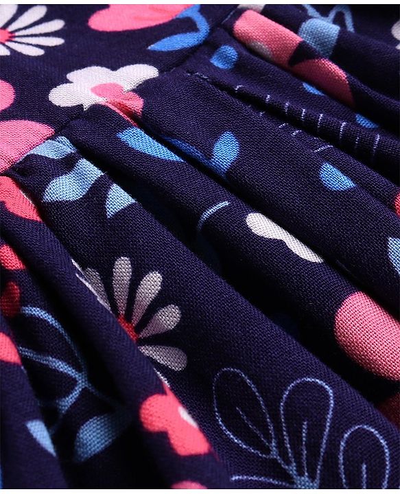 Babyhug Cotton Woven Half Sleeves Shrug with Frock Floral Print - Blue & Pink