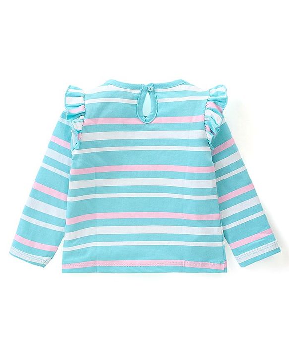 Babyhug Cotton Knit Full Sleeves T-Shirts with Frill Text & Heart Print Pack of 3 - Multicolor