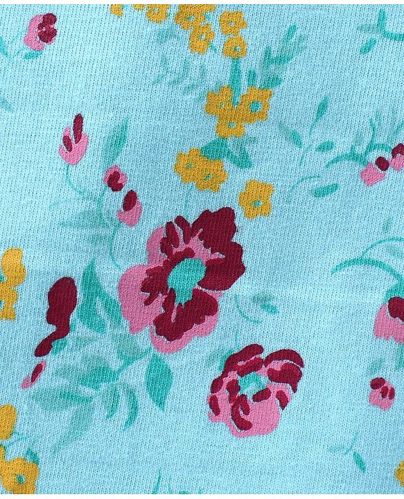 Babyhug Cotton Knit Full Sleeves Top With Floral Print - Blue