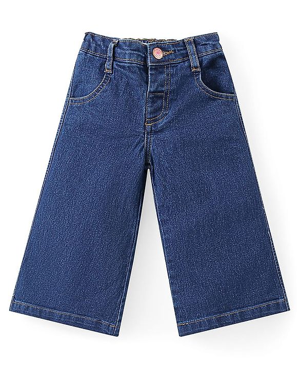 Babyhug Cotton Woven Checkered Collared Top  & Denim Pant Set - Wine & Blue