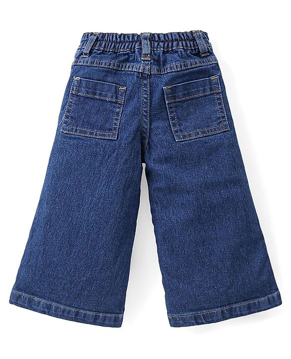 Babyhug Cotton Woven Checkered Collared Top  & Denim Pant Set - Wine & Blue