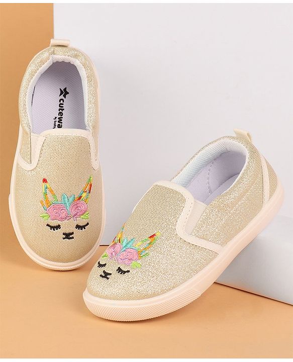 Cute Walk by Babyhug Unicorn Embroidered Slip On Casual Shoes - White