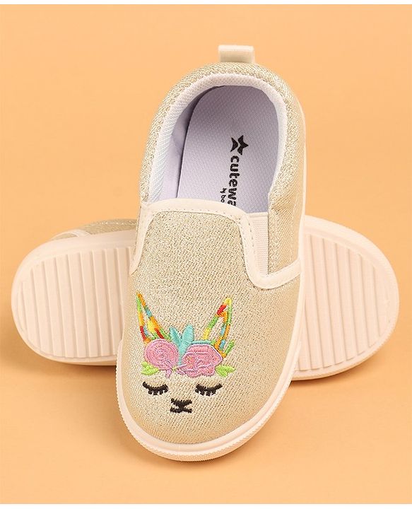 Cute Walk by Babyhug Unicorn Embroidered Slip On Casual Shoes - White