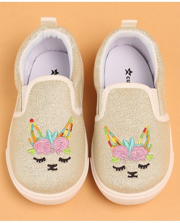 Cute Walk by Babyhug Unicorn Embroidered Slip On Casual Shoes - White