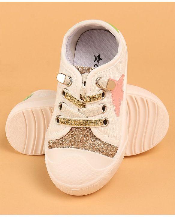 Cute Walk by Babyhug Lace Up Casual Shoes - Golden