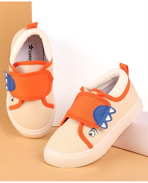 Cute Walk by Babyhug Slip On Casual Shoes with Velcro Closure - Beige & Orange