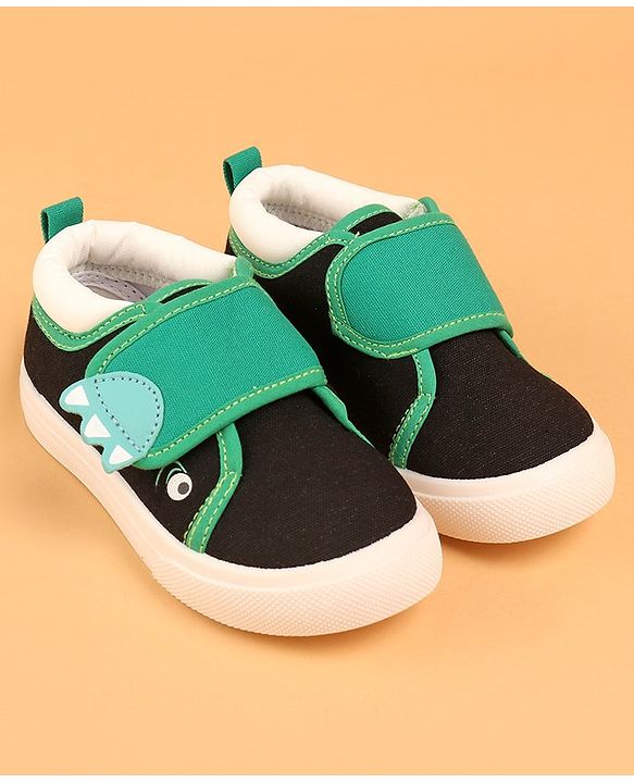 Cute Walk by Babyhug Slip On Casual Shoes with Velcro Closure - Black & Green