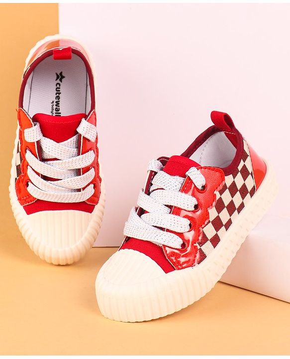 Cute Walk by Babyhug Lace Up Casual Shoes - Red