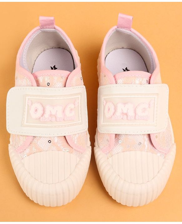 Cute Walk by Babyhug Velcro Closure Casual Shoes With Text Print - Pink