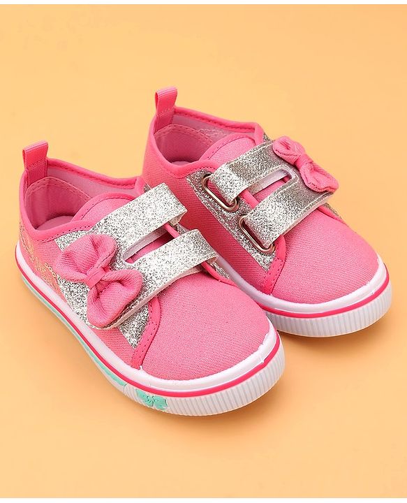 Cute Walk by Babyhug Casual Shoes with Bow Applique- Pink