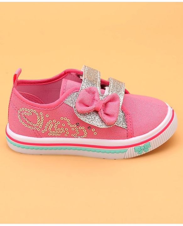 Cute Walk by Babyhug Casual Shoes with Bow Applique- Pink