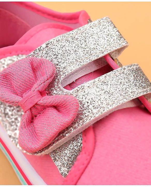 Cute Walk by Babyhug Casual Shoes with Bow Applique- Pink