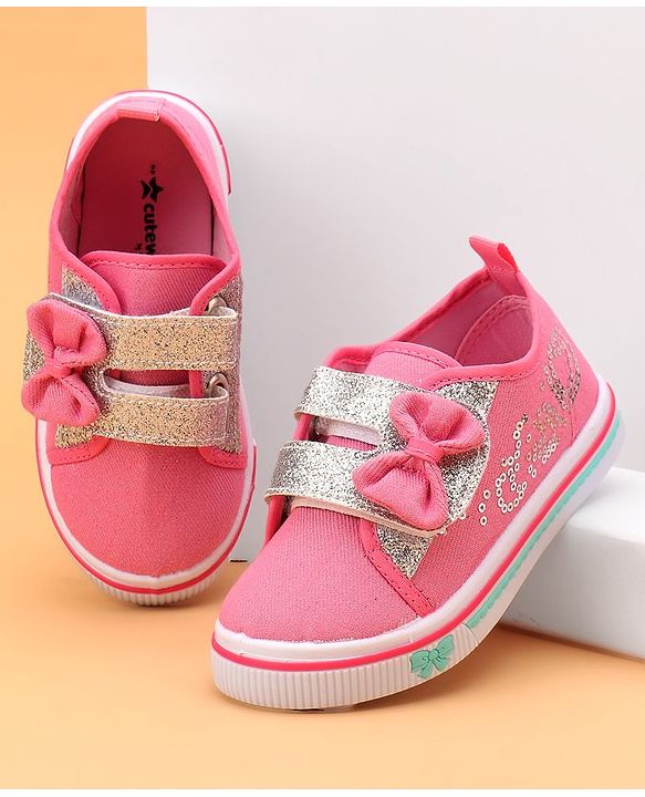 Cute Walk by Babyhug Casual Shoes with Bow Applique- Blue