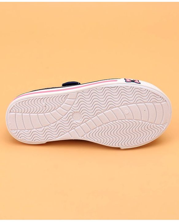 Cute Walk by Babyhug Slip On Casual Shoes With Bow Applique & Floral Print- Blue (Sole Line May Very)