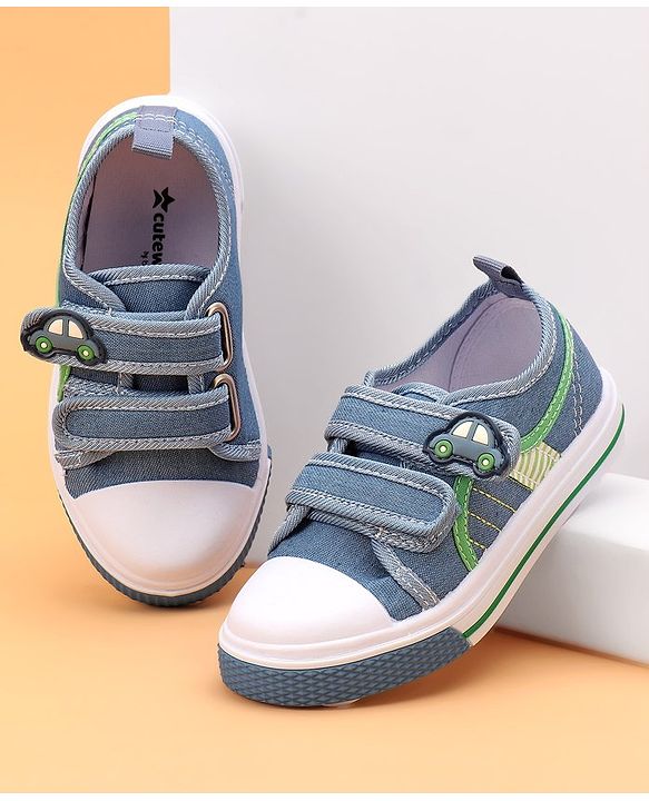Cute Walk by Babyhug Velcro Closure Casual Shoes Car Applique - Blue