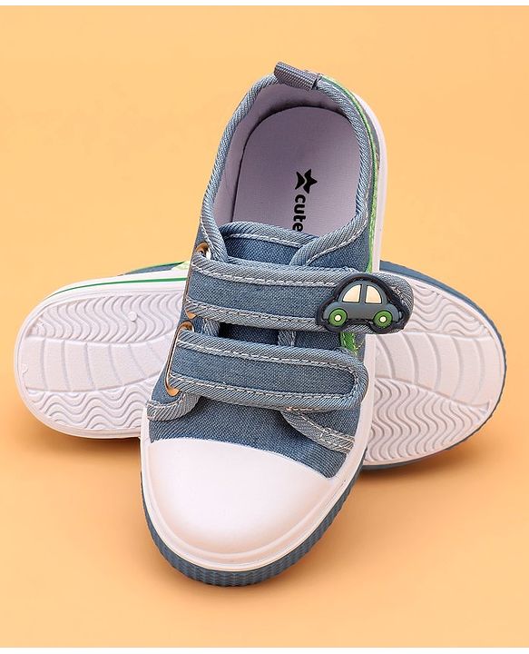 Cute Walk by Babyhug Velcro Closure Casual Shoes Car Applique - Blue