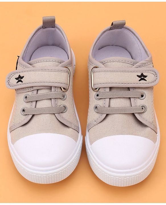 Cute Walk by Babyhug Velcro Closure Casual Shoes with Football Print & Applique- Grey