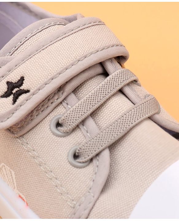 Cute Walk by Babyhug Velcro Closure Casual Shoes with Football Print & Applique- Grey