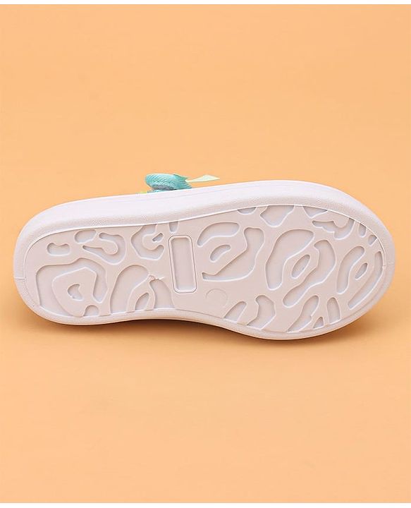 Cute Walk by Babyhug Velcro Closure Casual Shoes With Floral & Bow Applique - Green