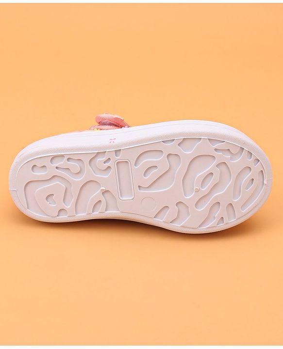 Cute Walk by Babyhug Velcro Closure Casual Shoes With Floral & Bow Applique - Pink