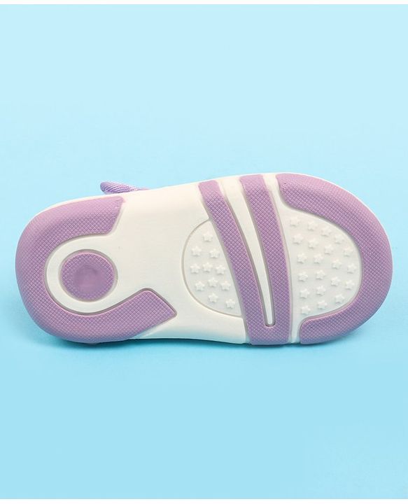 Cute Walk by Babyhug Velcro Closure Musical Sandal with Stone Floral Applique - Blue