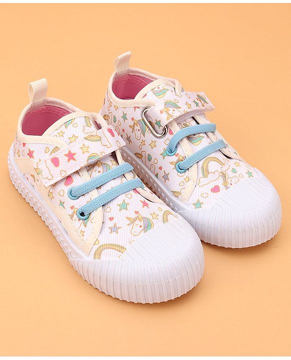 Cute Walk by Babyhug Velcro Closure Casual Shoes Unicorn Printed - Beige