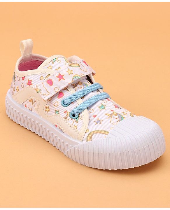 Cute Walk by Babyhug Velcro Closure Casual Shoes Unicorn Printed - Beige