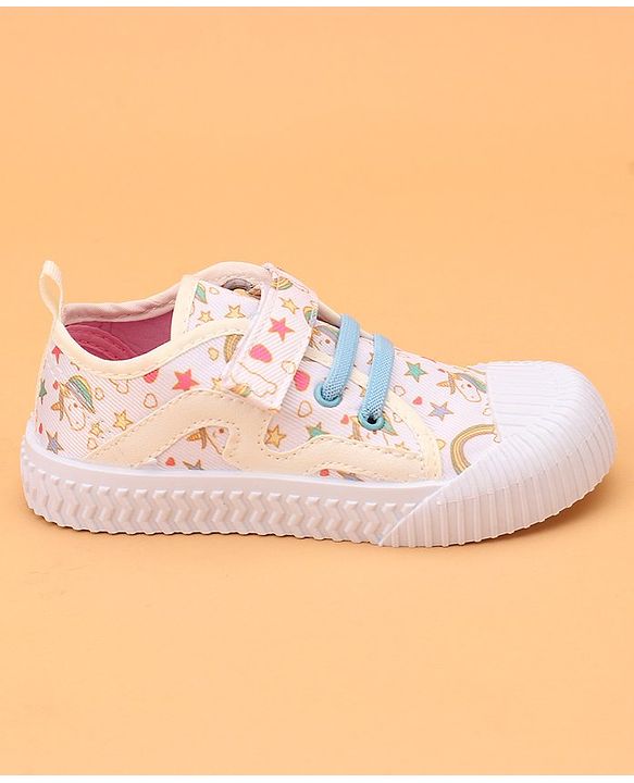 Cute Walk by Babyhug Velcro Closure Casual Shoes Unicorn Printed - Beige