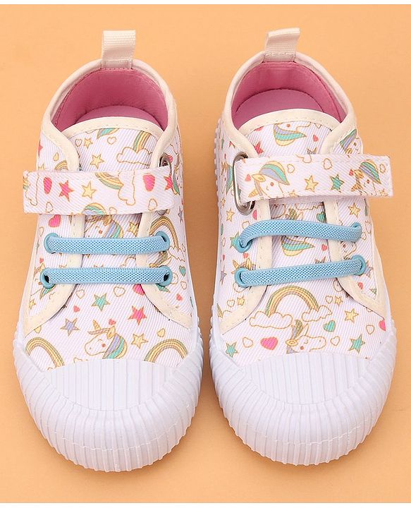 Cute Walk by Babyhug Velcro Closure Casual Shoes Unicorn Printed - Beige