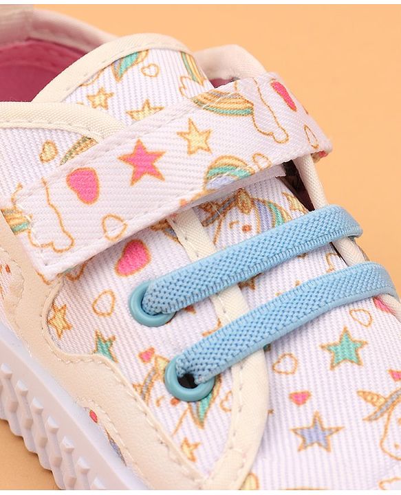 Cute Walk by Babyhug Velcro Closure Casual Shoes Unicorn Printed - Beige