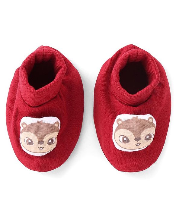 Babyhug 100% Cotton Knit Full Sleeves Chipmunk Printed Romper with Headband & Booties - Dark Pink