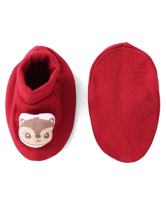 Babyhug 100% Cotton Knit Full Sleeves Chipmunk Printed Romper with Headband & Booties - Dark Pink