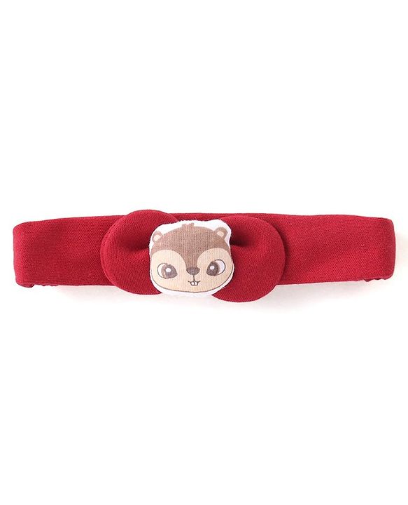 Babyhug 100% Cotton Knit Full Sleeves Chipmunk Printed Romper with Headband & Booties - Dark Pink